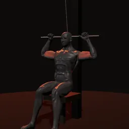 Puxada de dorsal: posição 2 de 3 (boneco 3D masculino)