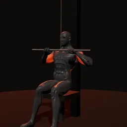 Puxada de dorsal: posição 3 de 3 (boneco 3D masculino)