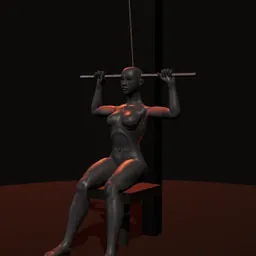 Puxada pegada fechada de dorsal: posição 2 de 3 (boneco 3D feminino)