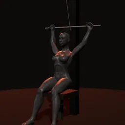 Puxada supinada na polia: posição 1 de 3 (boneco 3D feminino)