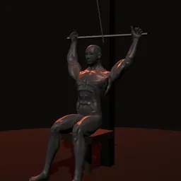 Puxada supinada na polia: posição 1 de 3 (boneco 3D masculino)
