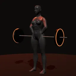 Remada alta com barra: posição 1 de 3 (boneco 3D feminino)