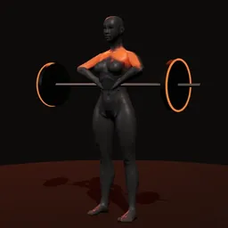 Remada alta com barra: posição 2 de 3 (boneco 3D feminino)