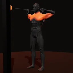 Remada alta para deltoide posterior na corda: posição 3 de 3 (boneco 3D masculino)
