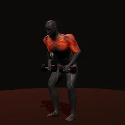 Remada curvado com dois halteres: posição 2 de 3 (boneco 3D masculino)