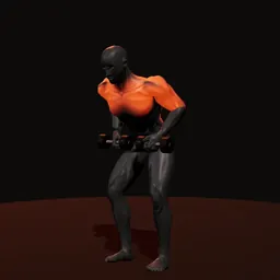 Remada curvado com dois halteres: posição 3 de 3 (boneco 3D masculino)
