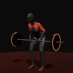 Remada curvado com barra: posição 2 de 3 (boneco 3D feminino)