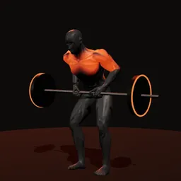 Remada curvado com barra: posição 3 de 3 (boneco 3D masculino)