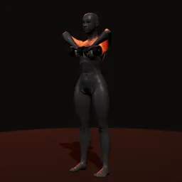 Remada em pé alta com halteres: posição 3 de 3 (boneco 3D feminino)