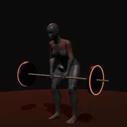 Remada pegada invertida curvado: posição 1 de 3 (boneco 3D feminino)