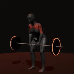 Remada posterior de deltoide com barra: posição 1 de 3 (boneco 3D feminino)