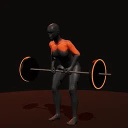 Remada posterior de deltoide com barra: posição 2 de 3 (boneco 3D feminino)