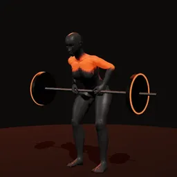 Remada posterior de deltoide com barra: posição 3 de 3 (boneco 3D feminino)