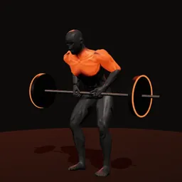 Remada posterior de deltoide com barra: posição 3 de 3 (boneco 3D masculino)