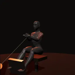 Remada sentado na polia: posição 1 de 3 (boneco 3D feminino)
