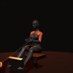 Remada sentado na polia: posição 2 de 3 (boneco 3D feminino)