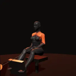 Remada sentado na polia: posição 3 de 3 (boneco 3D feminino)
