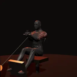 Remada sentado na polia: posição 1 de 3 (boneco 3D masculino)