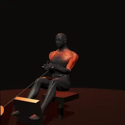 Remada sentado na polia: posição 2 de 3 (boneco 3D masculino)
