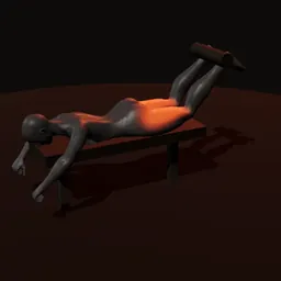 Rosca deitado de perna: posição 2 de 3 (boneco 3D feminino)