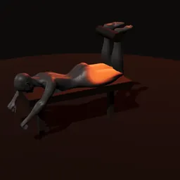 Rosca deitado de perna: posição 3 de 3 (boneco 3D feminino)