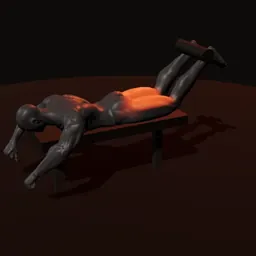 Rosca deitado de perna: posição 2 de 3 (boneco 3D masculino)