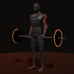Rosca invertido com barra: posição 1 de 3 (boneco 3D masculino)