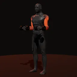Rosca em pé invertido com halteres: posição 2 de 3 (boneco 3D masculino)