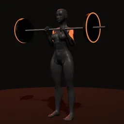 Rosca pegada aberta em pé com barra: posição 3 de 3 (boneco 3D feminino)