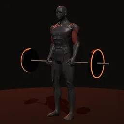 Rosca pegada aberta em pé com barra: posição 1 de 3 (boneco 3D masculino)