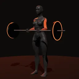Rosca pegada fechada em pé com barra: posição 2 de 3 (boneco 3D feminino)