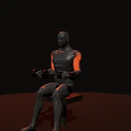 Rosca sentado de bíceps interno com halteres: posição 2 de 3 (boneco 3D masculino)