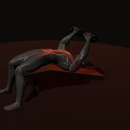 Supino declinado com halteres: posição 1 de 3 (boneco 3D masculino)