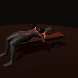 Supino com halteres: posição 3 de 3 (boneco 3D feminino)