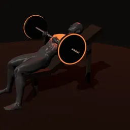 Supino inclinado no banco pegada média com barra: posição 3 de 3 (boneco 3D masculino)