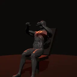 Supino inclinado de peito na máquina articulada: posição 1 de 3 (boneco 3D masculino)