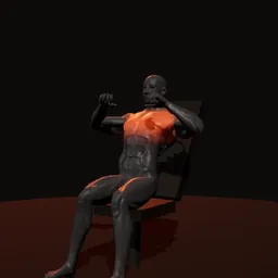 Supino inclinado de peito na máquina articulada: posição 2 de 3 (boneco 3D masculino)