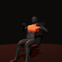Supino inclinado de peito na máquina articulada: posição 3 de 3 (boneco 3D masculino)