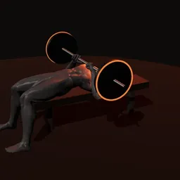 Supino pegada aberta com barra: posição 3 de 3 (boneco 3D masculino)