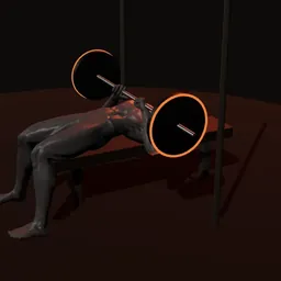 Supino pegada fechada no Smith: posição 3 de 3 (boneco 3D masculino)