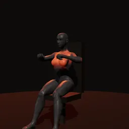 Supino de peito na máquina articulada: posição 2 de 3 (boneco 3D feminino)