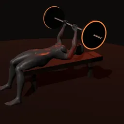 Supino (powerlifting): posição 1 de 3 (boneco 3D feminino)
