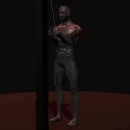 Tríceps na polia de tríceps: posição 1 de 3 (boneco 3D masculino)