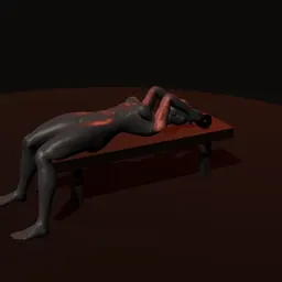 Tríceps testa com dois halteres: posição 1 de 3 (boneco 3D feminino)